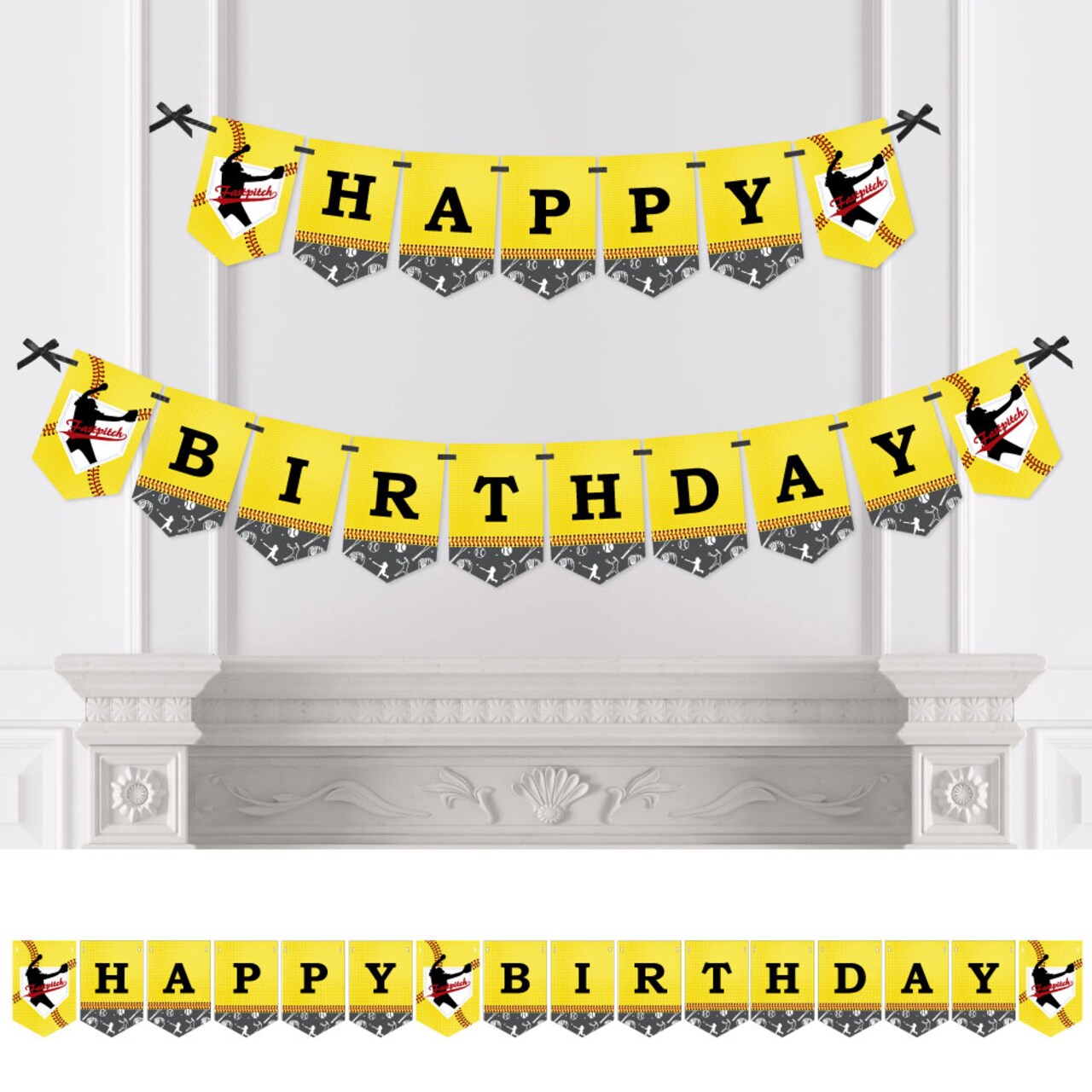 Big Dot of Happiness Grand Slam - Fastpitch Softball - Birthday Party Bunting Banner - Birthday Party Decorations - Happy Birthday